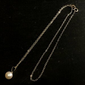 m001 C4 送料370円 パール ネックレス K18バチカン 真珠8mm ペンダントトップ+925GPチェーン イエローゴールド Pearl Necklace Sterling