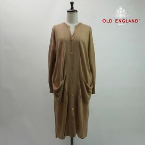 美品 OLD ENGLAND オールド イングランド ロングニットカーディガン 長袖 トップス レディース ブラウン サイズ36*NC1348