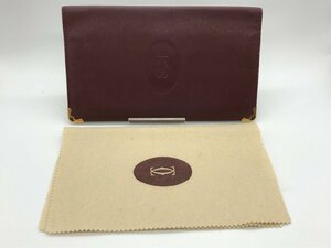 ■【YS-1】 カルティエ Cartier 長財布 ■ マルーン ボルドー系 小銭入れ無し 横18,5cm×縦11cm ■ 布袋付き 【同梱可能商品】K■