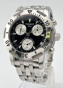 【ティソ　１円～】　「TISSOT」 　T362-462 クロノグラフ　黒文字盤　腕時計　メンズ　クォーツ　稼働　B13B679