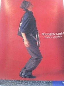 2009MK●ポスター「萩原健一 Straight Light ストレートライト」1987昭和62●ショーケン/大判ポスター/A1サイズ/バック赤/横向き