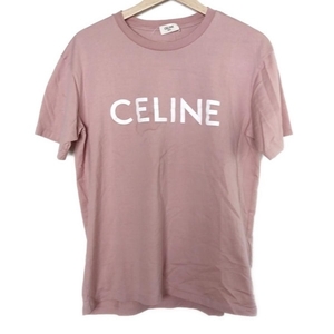 セリーヌ CELINE 半袖Tシャツ サイズXS 2X764671Q - ピンク×白 レディース クルーネック/ロゴプリント トップス