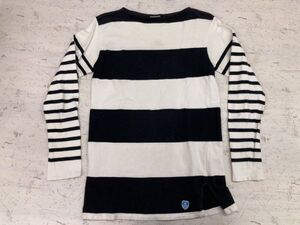 ORCIVAL オーシバル フランス製 フレンチカジュアル インポート パターンボーダー バスクシャツ 長袖Tシャツ カットソー レディース 黒/白