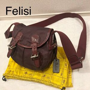 【激レア品】Felisi フェリージ ショルダーバッグ 9814/1 ワインレッド系 専用袋付き！ 男女兼用 ユニセックス