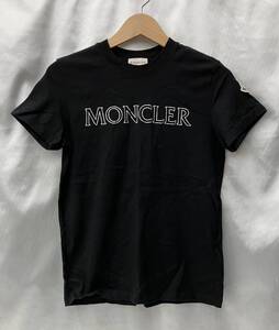 MONCLER モンクレール 半袖 Tシャツ XS レディース 黒 ブラック ロゴプリント 綿100％ コットン