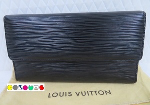 〔COLOURS〕 美品■ポルトトレゾール インターナショナル■M63382■エピ■ノワール■3つ折り長財布■Louis Vuitton