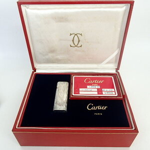 1円スタート激レア Cartier カルティエ デカ箱 箱付き ヴィンテージ 昭和レトロ シルバー ローラー ガスライター 32461 11-2