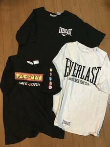 【まとめ売り】半袖Tシャツ３枚組/164cm★ZARA/ザラ★EVERLAST★PAC-MAN★ブラック,グレー★キッズ★USED