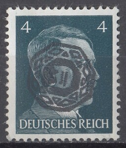 ドイツ第三帝国占領地 普通ヒトラー(Lobau)加刷切手 4pf