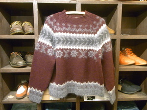 HAND KNIT JONES NEW YORK MOHAIR WOOL KNIT SWEATER SIZE M ハンド ニットジョンズ ニューヨーク モヘア ウール ノルディック セーター