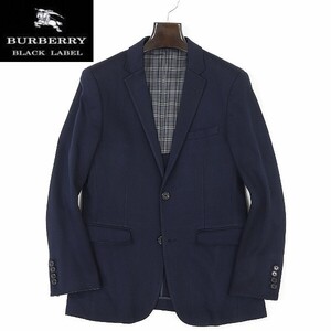 ◆BURBERRY BLACK LABEL バーバリー ブラックレーベル 裏地チェック柄 コットン 2釦 紺ブレザー ジャケット ネイビー S