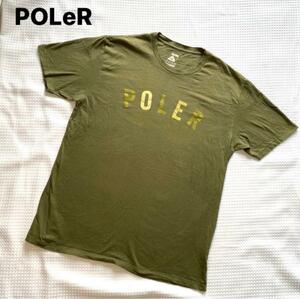 【POLeR】ポーラー 綿100% 半袖 Tシャツ[L] フォレストグリーン アウトドア　キャンプ　フェス　メンズ　ノースフェイス パタゴニア