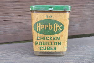 Vintage Herd Ox Chicken Bouillon Cubes スパイス缶 ヴィンテージ アメリカ 店舗 ガレージ ジャンク USA（A-496）