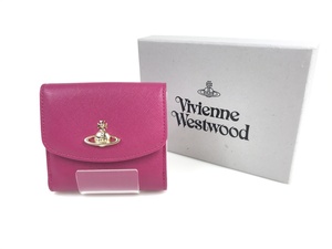 未使用　ヴィヴィアン・ウエストウッド 　Vivienne Westwood 　小銭入れ付き　二つ折り財布　ヴィクトリア スモールウォレット ピンク YS-5