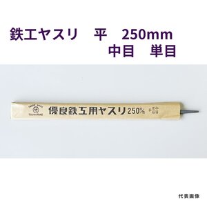 鉄工ヤスリ　平　250mm　中目　単目　★送料無料　ツボタケ　単目ヤスリ