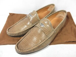 超美品 【グッチ GUCCI】 リザード コインローファー スリッポン 紳士靴 (メンズ) size41EJ ブラウン系 ◯30MZA6795◯