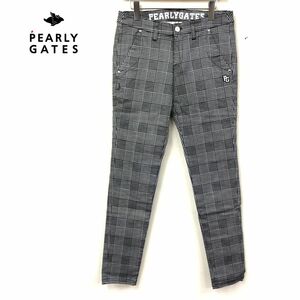 1K2781-W◆PEARLY GATES パーリーゲイツ スラックスパンツ グレンチェック スポーツ ゴルフウェア◆size:2 グレー ブラック コットン 他