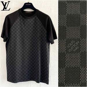 ☆未使用LOUIS VUITTON ルイヴィトン ダミエ グラフィット 切替 ラグランスリーブ 半袖 Tシャツ ブラック×グレー メンズ サイズM トップス