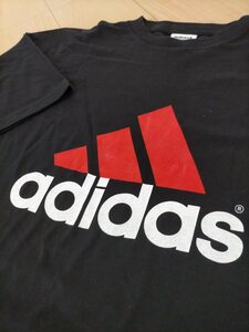 美品 90s USA製 ビンテージ adidas アディダス パフォーマンスロゴ Tシャツ size-L 黒 ★オールド古着