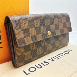 A350【超美品】LOUIS VUITTON ルイヴィトン ダミエ ポルトフォイユ サラ 二つ折り財布 長財布ウォレット N61734/CA0016 カード入れ×6