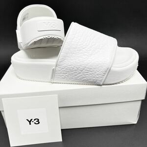 27.5cm 新品 Y-3 SLIDE Y3 スライド レザー サンダル ワイスリー ロゴ 厚底 スリッポン ホワイト 白 YOHJI YAMAMOTO adidas アディダス