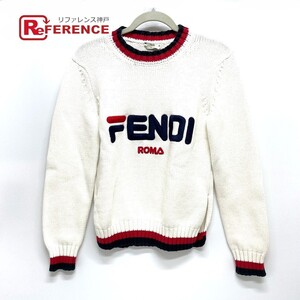 FENDI フェンディ FAE137 ロゴ プルオーバーニット フィラ セーター ニット 長袖 レディース ホワイト