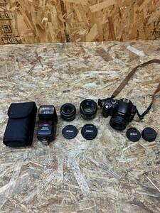 (6259) Nikon D40 一眼レフカメラ SPEEDLIGHT SB-600 ストロボ フラッシュ レンズ3本 AF NIKKOR 28mm 50mm 85mm 現状品