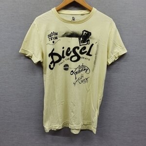 A701 Diesel PASSION ディーゼル 半袖 カットソー Tシャツ フロント スプレー デザイン ロゴ プリント コットン メンズ イエロー L