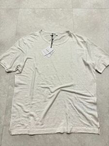 4889】新品3.2万【GRAN SASSO / グランサッソ　44　春夏　麻100％　リネンTシャツ　ヴィンテージ＆ウォッシュ加工】ホワイト