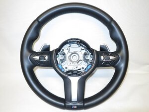 美品! パドル付! F30 BMW 純正 革 ステアリング ハンドル スイッチ 3-373-F30-1M F80 F82 F32 F20 F25 F15 管理番号（W-3201）