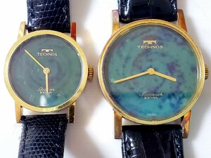 TECHNOS テクノス Monarch EXTRA/Queen EXTRA Pair Watch ネオサファイヤダイヤル モナークエキストラ/クィーンエキストラ K14 GOLD FILLED