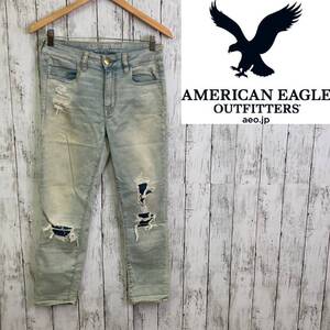 AMERICAN EAGLE★アメリカンイーグル★スキニー デニムパンツ ダメージ★サイズUS8　12-365