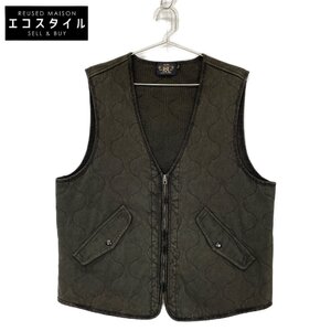 RRL ダブルアールエル Haxton カーキ コットン ハドソンキルティング ジップベスト カーキ L ベスト コットン メンズ 中古