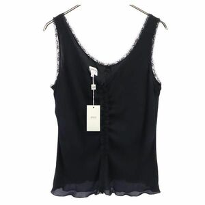 アルマーニコレッツォーニ シルク タンクトップ 44 ブラック系 ARMANI COLLEZIONI カットソー バックジップ レディース