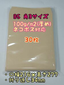 ネコポス対応 角3 B5サイズ30枚 厚め100g/㎡ 封筒 ポイント消化