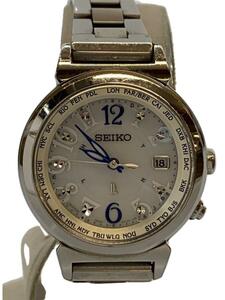 SEIKO◆ソーラー腕時計/アナログ/ステンレス/WHT/SLV/1B25-0440