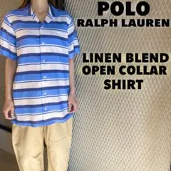 POLO Ralph Lauren リネン混 ボーダー オープンカラーシャツ