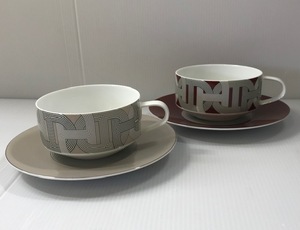 あ//つH3041【良品・保管品】HERMES エルメス　RALLYE24 ペア　カップ＆ソーサー　洋食器　ラリー24