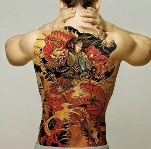 48 × 34cm タトゥーステッカー シール 刺青 入れ墨 タトゥー tattoo ボディーアート パーティー ファッション 赤竜 龍 竜 1622