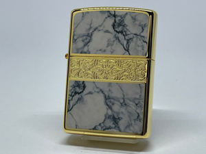 送料無料 ZIPPO[ジッポー]両面加工 ARABESQUE MARBLE / ホワイトゴールド 2G-WHM