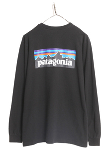 18年製 パタゴニア 両面 プリント 長袖 Tシャツ メンズ М / 古着 Patagonia アウトドア ロンT ロングスリーブ ロゴT P6 バックプリント 黒