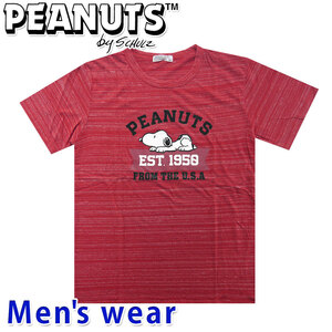 スヌーピー プリント 半袖 Tシャツ メンズ グッズ PEANUTS 犬 S1122-380B Mサイズ RE(レッド)