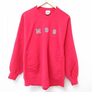 XL/古着 リー Lee 長袖 スウェット メンズ 90s MOO クルーネック 赤 レッド 23oct18 中古 スエット トレーナー トップス