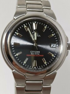 1円スタート【不動/現状品】CITIZEN　シチズン　腕時計　アテッサ　E710-H24695　ブラック文字盤　ATTESA　エコドライブ