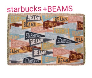 即決 スターバックス BEAMS スローケット ベージュ ブランケット ビームス ひざ掛け 大判 Pennant Design ペナントデザイン スタバ コラボ 