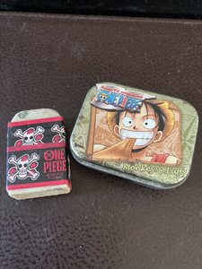 【ONE PIECE ミニキャンディ缶＆消しゴム】ルフィ　ワンピース　森永製菓　保管品　海賊王　MONKEY.D.Luff【23.02 TY-1F】