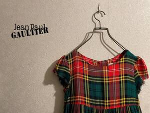 ◯ Jean Paul GAULTIER アシンメトリー タータンチェック ワンピース / ジャンポール ゴルチエ メッシュ 12A Ladies #Sirchive