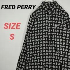 FRED PERRY　フレッドペリー　シャツ　ペイズリー総柄　刺繍ロゴ　月桂樹