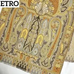 ★ETRO★ ストール ペイズリー柄 マスタードイエロー グレー スカイブルー