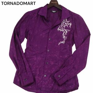 TORNADOMART トルネードマート 通年 タトゥー刺繍★ 微光沢 花柄 フラワー ジャガード総柄 長袖 シャツ Sz.M　メンズ　I4T01678_5#C